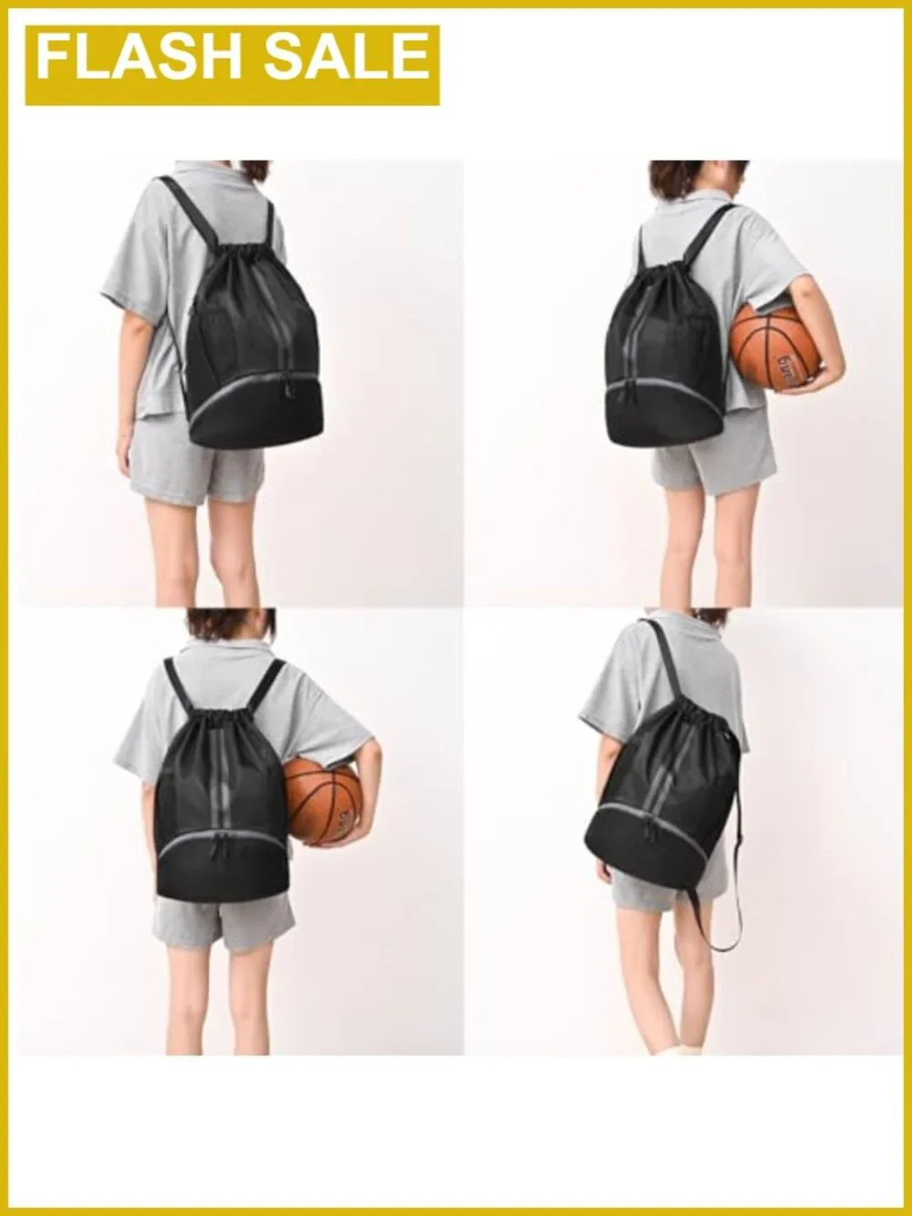 LOKAPEGY Nylon Drawstring Gym Bag Waterproof Backpack Swim Soccer Basketball